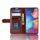 R64 Texture Single Fold Horizontal Flip Leather Case for Galaxy A20e, with Holder & Card Slots & Wallet (Brown)