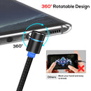 TOPK 1m 2.4A Max USB to USB-C / Type-C 90 Degree Elbow Magnetic Charging Cable with LED Indicator(Black)