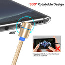 TOPK 1m 2.4A Max USB to USB-C / Type-C 90 Degree Elbow Magnetic Charging Cable with LED Indicator(Gold)