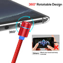 TOPK 1m 2.4A Max USB to USB-C / Type-C 90 Degree Elbow Magnetic Charging Cable with LED Indicator(Red)