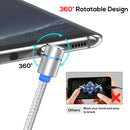 TOPK 1m 2.4A Max USB to USB-C / Type-C 90 Degree Elbow Magnetic Charging Cable with LED Indicator(Silver)
