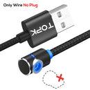 TOPK 1m 2.4A Max USB to 90 Degree Elbow Magnetic Charging Cable with LED Indicator, No Plug(Black)