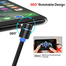 TOPK 1m 2.4A Max USB to 90 Degree Elbow Magnetic Charging Cable with LED Indicator, No Plug(Black)