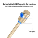 TOPK 1m 2.4A Max USB to 90 Degree Elbow Magnetic Charging Cable with LED Indicator, No Plug(Gold)