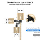 TOPK 1m 2.4A Max USB to 90 Degree Elbow Magnetic Charging Cable with LED Indicator, No Plug(Gold)