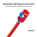 TOPK 1m 2.4A Max USB to 90 Degree Elbow Magnetic Charging Cable with LED Indicator, No Plug(Red)