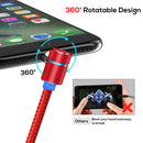 TOPK 1m 2.4A Max USB to 90 Degree Elbow Magnetic Charging Cable with LED Indicator, No Plug(Red)