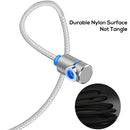 TOPK 1m 2.4A Max USB to 90 Degree Elbow Magnetic Charging Cable with LED Indicator, No Plug(Silver)