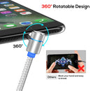 TOPK 1m 2.4A Max USB to 90 Degree Elbow Magnetic Charging Cable with LED Indicator, No Plug(Silver)