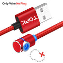 TOPK 2m 2.4A Max USB to 90 Degree Elbow Magnetic Charging Cable with LED Indicator, No Plug(Red)