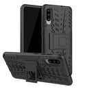 Shockproof PC + TPU Tire Pattern Case for Galaxy A70, with Holder (Black)