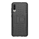 Shockproof PC + TPU Tire Pattern Case for Galaxy A70, with Holder (Black)