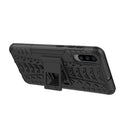 Shockproof PC + TPU Tire Pattern Case for Galaxy A70, with Holder (Black)