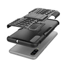 Shockproof PC + TPU Tire Pattern Case for Galaxy A70, with Holder (Black)