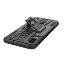 Shockproof PC + TPU Tire Pattern Case for Galaxy A70, with Holder (Black)