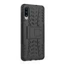 Shockproof PC + TPU Tire Pattern Case for Galaxy A70, with Holder (Black)