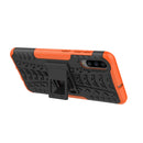 Shockproof PC + TPU Tire Pattern Case for Galaxy A70, with Holder (Orange)