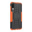Shockproof PC + TPU Tire Pattern Case for Galaxy A70, with Holder (Orange)