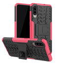 Shockproof PC + TPU Tire Pattern Case for Galaxy A70, with Holder (Pink)
