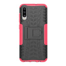 Shockproof PC + TPU Tire Pattern Case for Galaxy A70, with Holder (Pink)