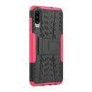 Shockproof PC + TPU Tire Pattern Case for Galaxy A70, with Holder (Pink)