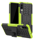 Shockproof PC + TPU Tire Pattern Case for Galaxy A70, with Holder (Green)