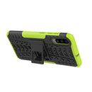 Shockproof PC + TPU Tire Pattern Case for Galaxy A70, with Holder (Green)