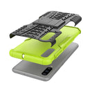 Shockproof PC + TPU Tire Pattern Case for Galaxy A70, with Holder (Green)