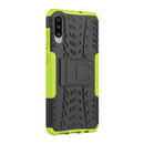 Shockproof PC + TPU Tire Pattern Case for Galaxy A70, with Holder (Green)