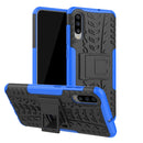 Shockproof PC + TPU Tire Pattern Case for Galaxy A70, with Holder (Blue)