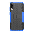 Shockproof PC + TPU Tire Pattern Case for Galaxy A70, with Holder (Blue)