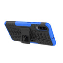 Shockproof PC + TPU Tire Pattern Case for Galaxy A70, with Holder (Blue)