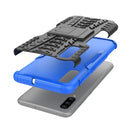 Shockproof PC + TPU Tire Pattern Case for Galaxy A70, with Holder (Blue)