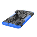 Shockproof PC + TPU Tire Pattern Case for Galaxy A70, with Holder (Blue)