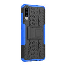 Shockproof PC + TPU Tire Pattern Case for Galaxy A70, with Holder (Blue)