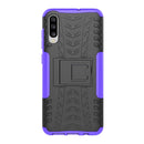 Shockproof PC + TPU Tire Pattern Case for Galaxy A70, with Holder (Purple)