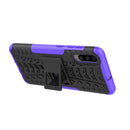 Shockproof PC + TPU Tire Pattern Case for Galaxy A70, with Holder (Purple)