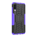 Shockproof PC + TPU Tire Pattern Case for Galaxy A70, with Holder (Purple)