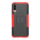 Shockproof PC + TPU Tire Pattern Case for Galaxy A70, with Holder (Red)