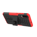 Shockproof PC + TPU Tire Pattern Case for Galaxy A70, with Holder (Red)