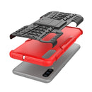 Shockproof PC + TPU Tire Pattern Case for Galaxy A70, with Holder (Red)