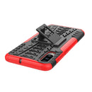 Shockproof PC + TPU Tire Pattern Case for Galaxy A70, with Holder (Red)