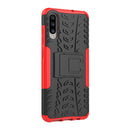 Shockproof PC + TPU Tire Pattern Case for Galaxy A70, with Holder (Red)