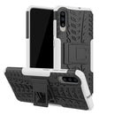 Shockproof PC + TPU Tire Pattern Case for Galaxy A70, with Holder (White)