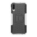 Shockproof PC + TPU Tire Pattern Case for Galaxy A70, with Holder (White)