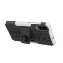 Shockproof PC + TPU Tire Pattern Case for Galaxy A70, with Holder (White)