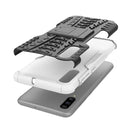 Shockproof PC + TPU Tire Pattern Case for Galaxy A70, with Holder (White)