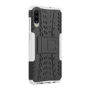 Shockproof PC + TPU Tire Pattern Case for Galaxy A70, with Holder (White)