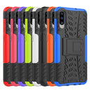 Shockproof PC + TPU Tire Pattern Case for Galaxy A70, with Holder (White)