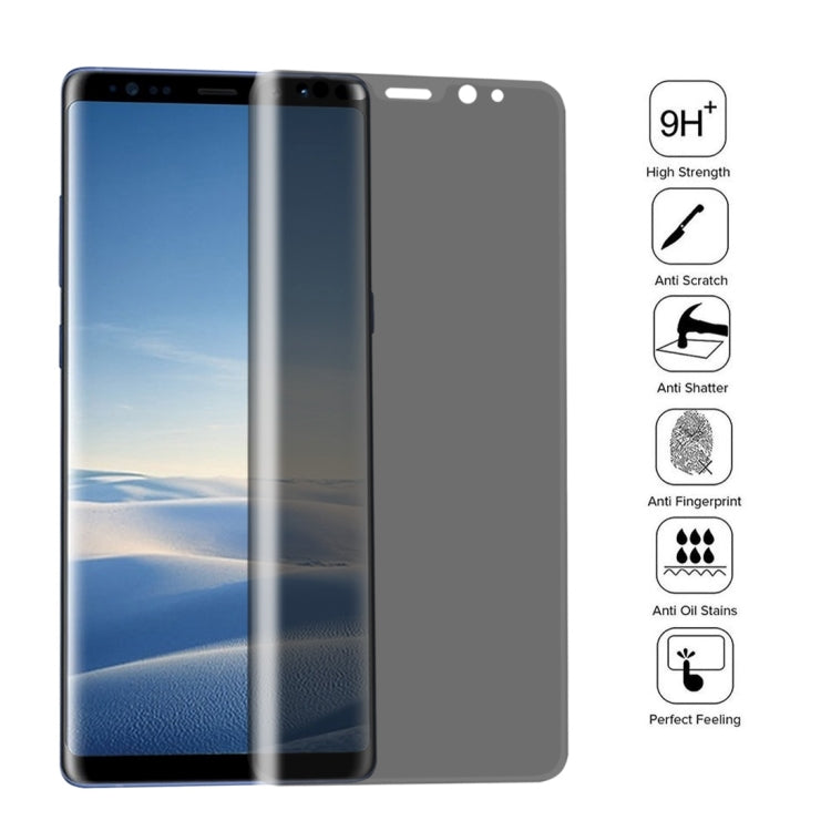 For Galaxy Note 8 0.26mm 9H Surface Hardness 3D Curved Privacy Anti-glare Full Screen Tempered Glass Screen Protector (Transparent)